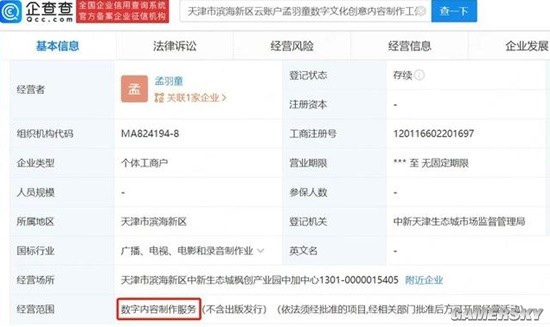 孟羽童疑似成立個(gè)人工作室，業(yè)務(wù)版圖拓展至內(nèi)容創(chuàng)作領(lǐng)域
